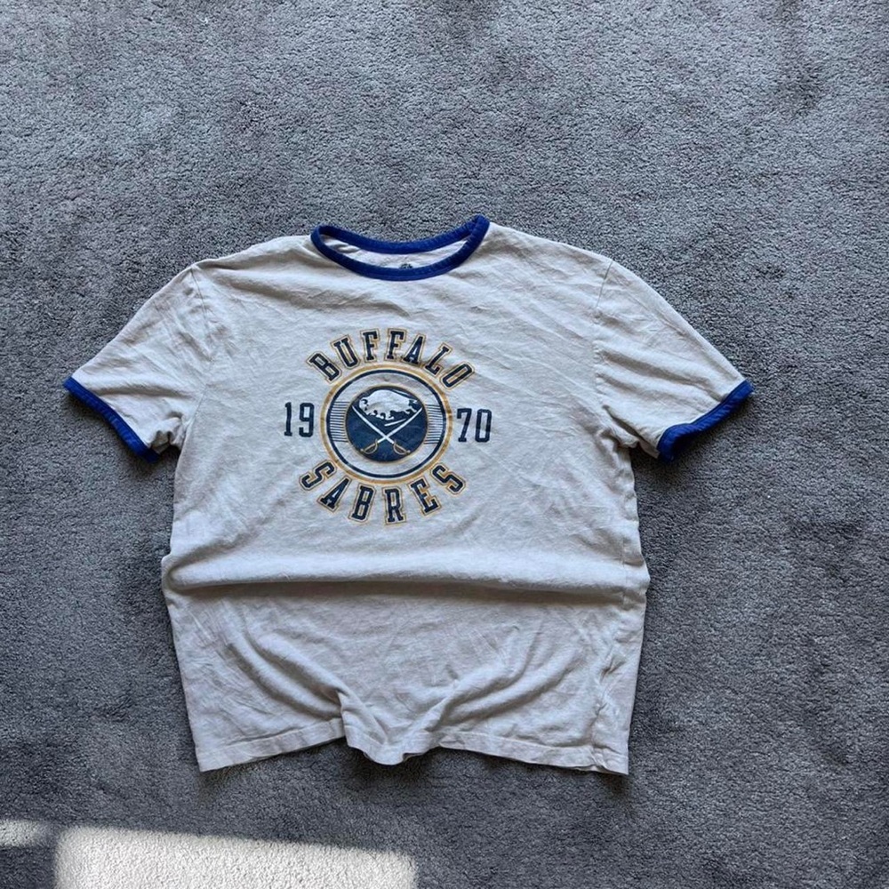 Buffalo Sabres Gray and Blue Men's Short Sleeve Tee